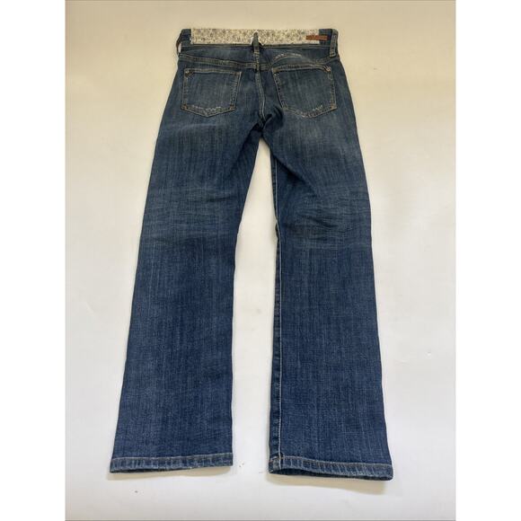 Pilcro Anthropologie Distressed Embroidered Patches Slim Boyfriend Jeans 27 BOHO - Picture 5 of 12